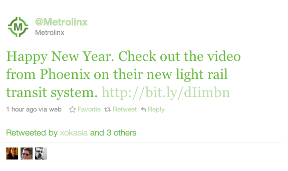 Metrolinx Tweet